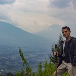 Volunteer at the top of a mountain